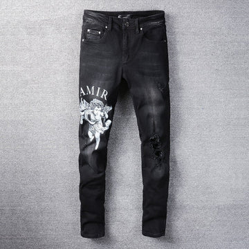 AMIRI - JEANS Estampado de ángel con letras negras